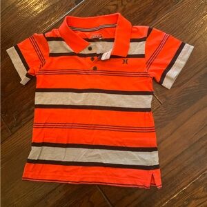 Hurley Orange Black and Grey Stripe Polo 7